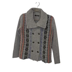 ANTHROPOLOGIE KERISMA Double Breasted Knit Cardigan 100% Lambswool Size Medium